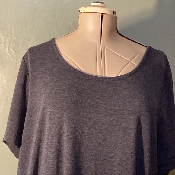 Lane Bryant Solid Dark Gray Thick T-Shirt Dress Womens 22/24 Maxi Asymmetrical - Picture 2 of 10
